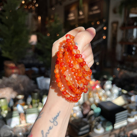 Faceted Carnelian Stretch Bracelet