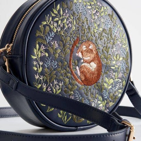 Dormouse Embroidered Circle Purse, Navy