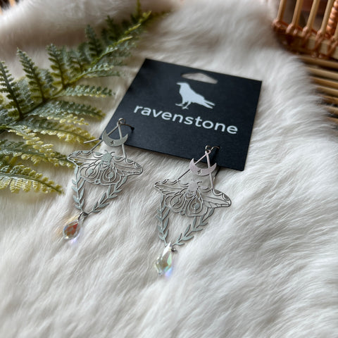 The Silver Lunar Moth Earrings