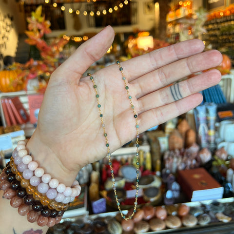 The Moss Agate Bead Necklace