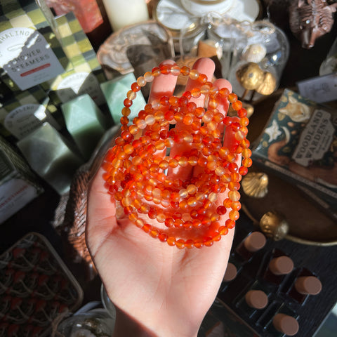 Faceted Carnelian Stretch Bracelet