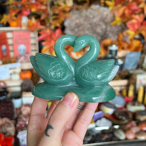 Aventurine Swans "Harry & Sally"