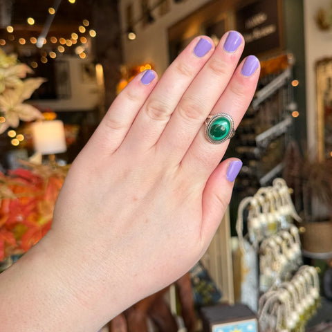 Malachite Ring "Kendra" - Size 8