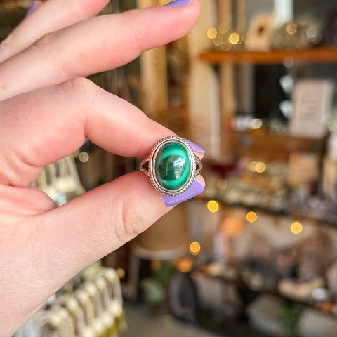 Malachite Ring "Kendra" - Size 8