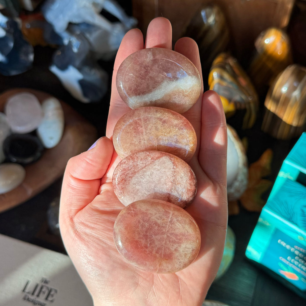 Strawberry Quartz Worry Stone | Thumb Stone