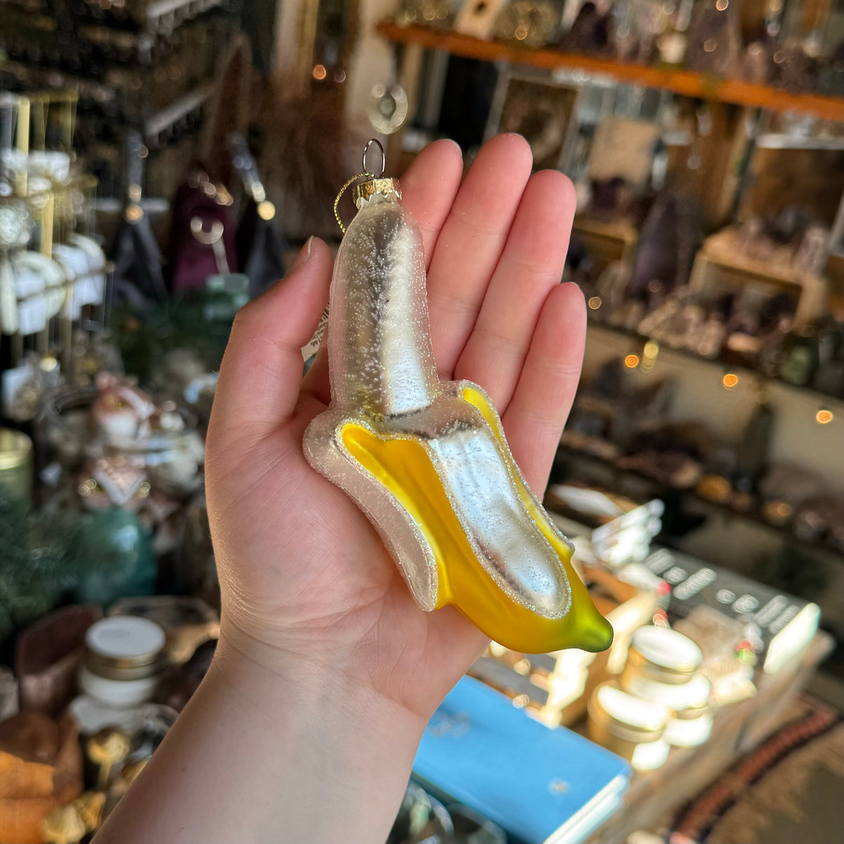 Glass Peeled Banana Ornament