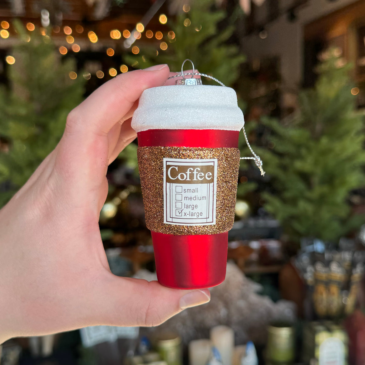 Glass &quot;Coffee&quot; To Go Cup Ornament