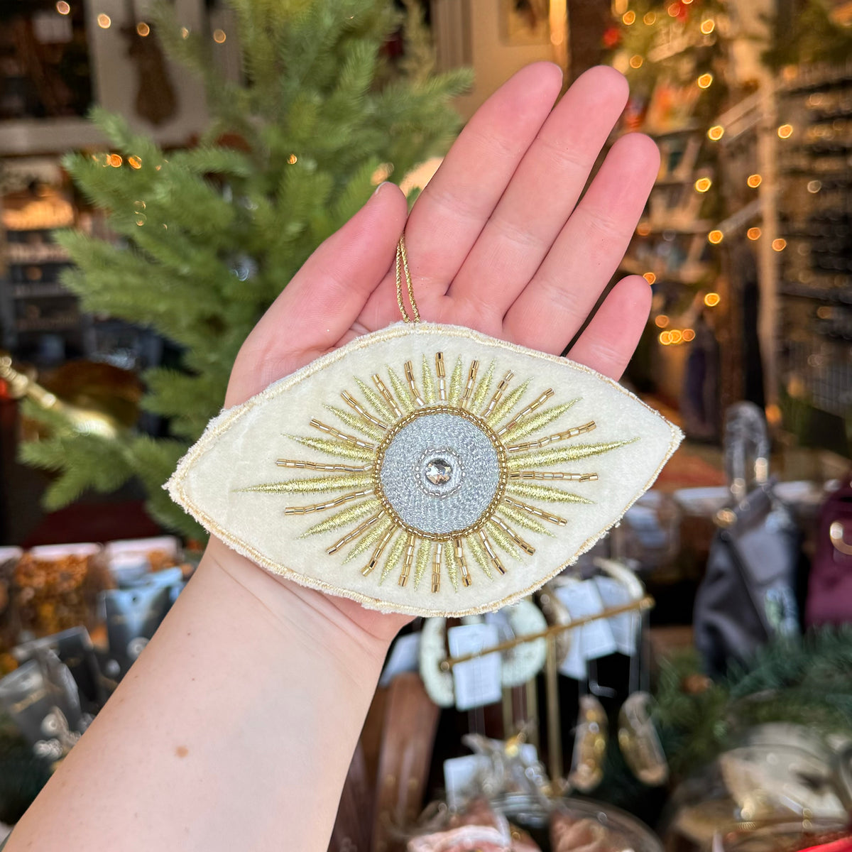 Handmade Cotton Velvet Evil Eye Ornament