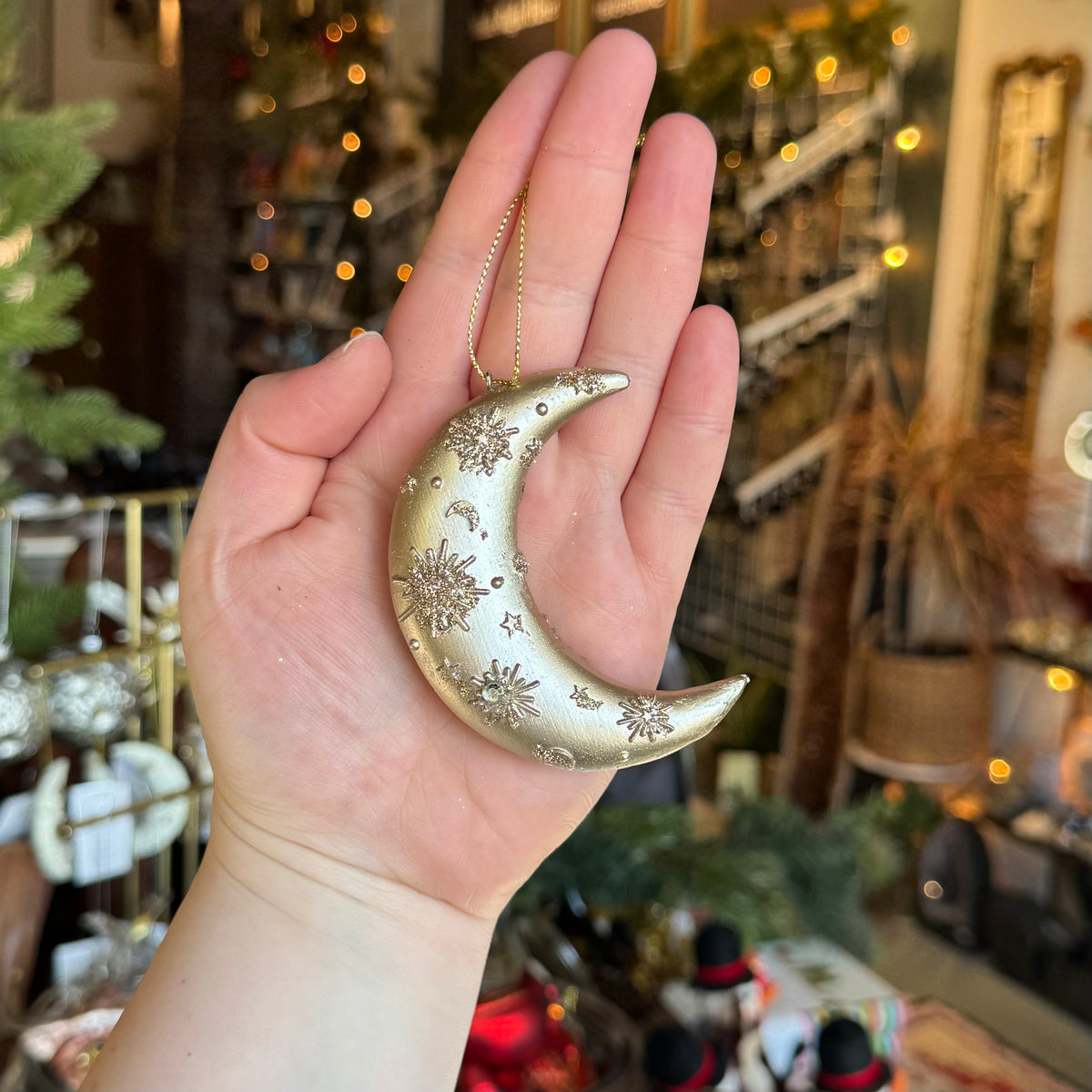 Crescent Moon Ornament, Champagne