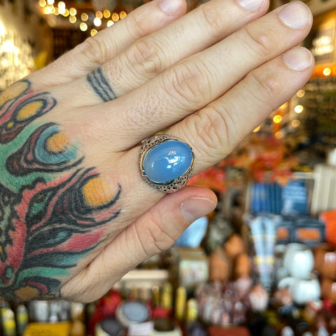 Blue Chalcedony Ring "Jack" - Size 13