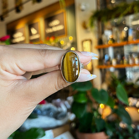 Tiger's Eye Ring "Elora" - Size 8