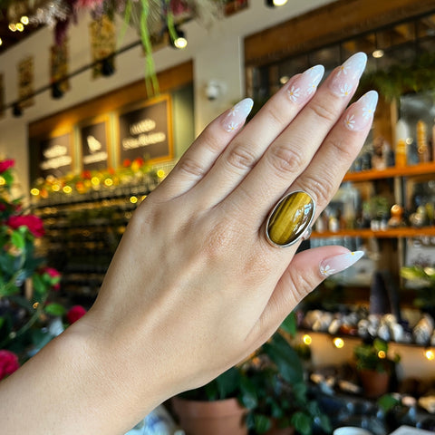 Tiger's Eye Ring "Elora" - Size 8