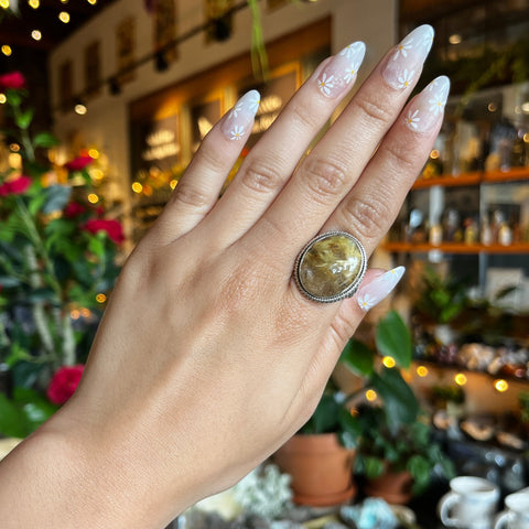 Rutilated Quartz Ring "Ash" - Size 9