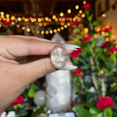 Rutilated Quartz Ring "Coral" - Size 6