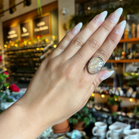 Rutilated Quartz Ring "Coral" - Size 6