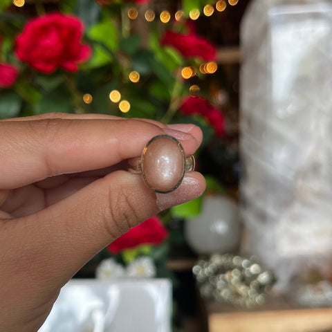 Pink Moonstone Ring "Donna" - Size 6