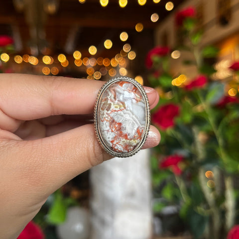 Crazy Lace Agate Ring "Stella" - Size 8