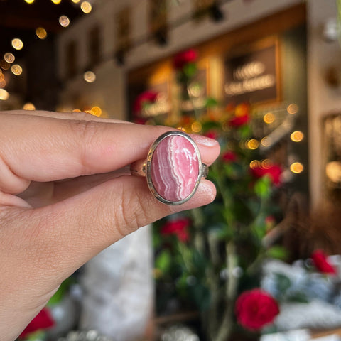 Rhodochrosite Ring "Genevieve" - Size 10.5