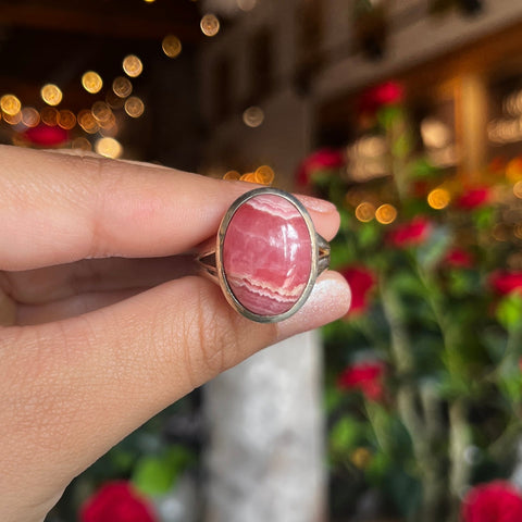 Rhodochrosite Ring "Dallas" - Size 9.5