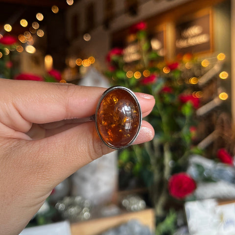 Amber Ring "Sabrina" - Adj. Size 7