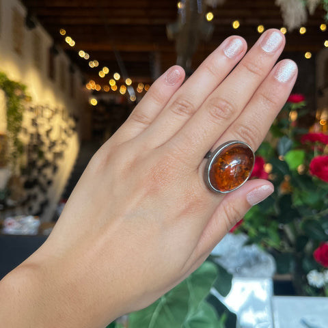 Amber Ring "Sabrina" - Adj. Size 7