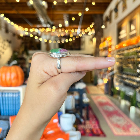 Ruby Zoisite Ring "Heidy" - Size 7.5