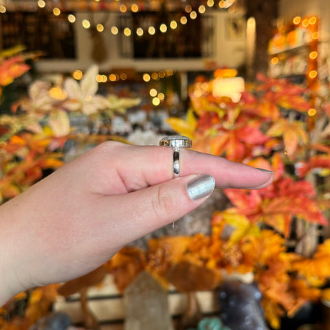 Rainbow Moonstone Ring "Abra" - Size 8.5