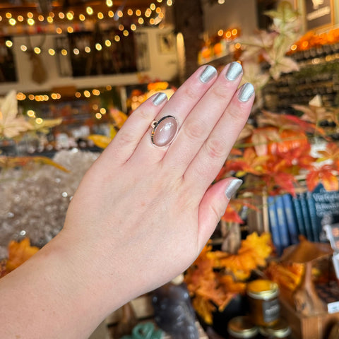 Pink Moonstone Ring "Kellie" - Size 7