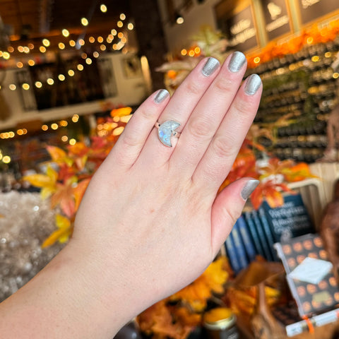 Rainbow Moonstone Ring "Britney" - Size 7.5