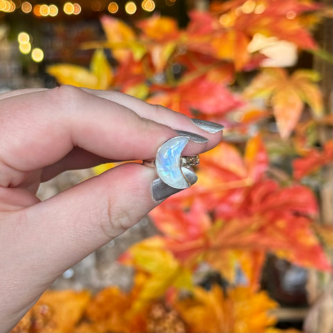 Rainbow Moonstone Ring "Julius" - Size 5.5