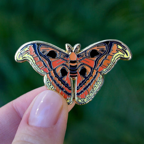 Botanical Bright Atlas Moth Enamel Pin