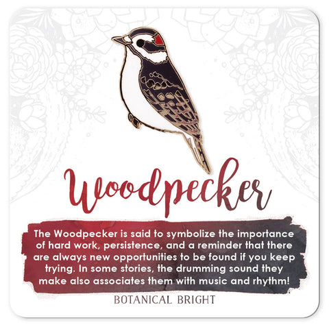 Botanical Bright Woodpecker Bird Enamel Pin