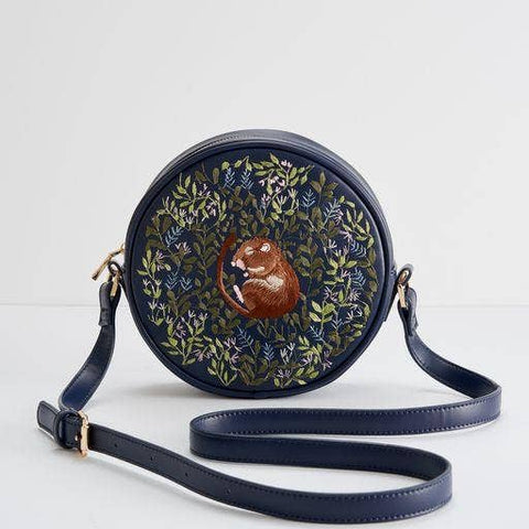 Dormouse Embroidered Circle Purse, Navy