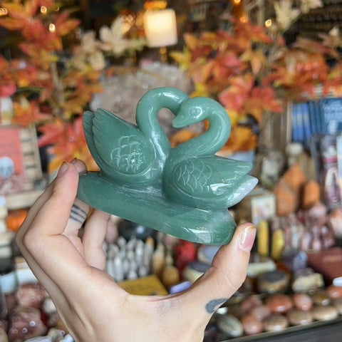 Aventurine Swans "Harry & Sally"