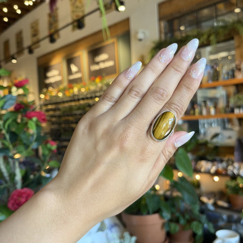 Tiger's Eye Ring "Elora" - Size 8