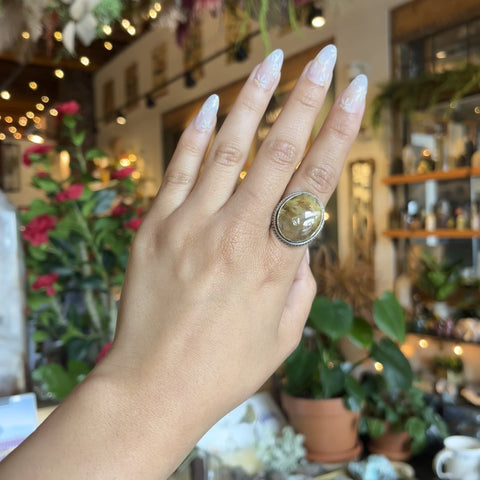 Rutilated Quartz Ring "Ash" - Size 9