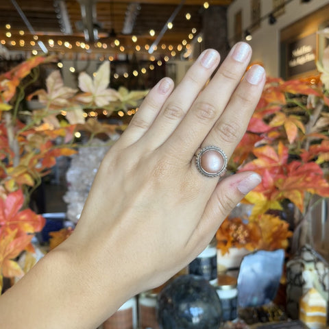 Pink Moonstone Ring "Malina" - Size 10