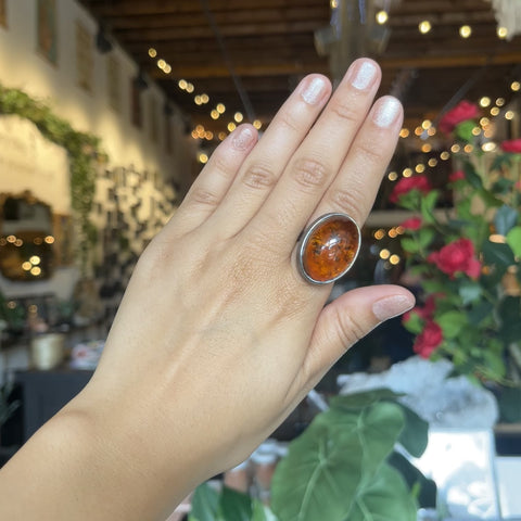 Amber Ring "Sabrina" - Adj. Size 7