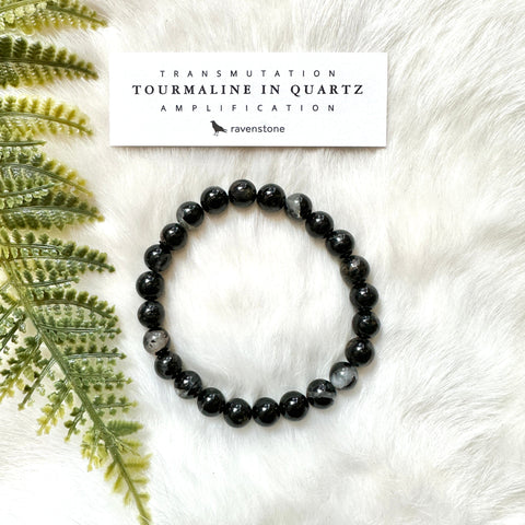 Ravenstone Crystals Black Tourmaline | Quartz Stretch Bracelet