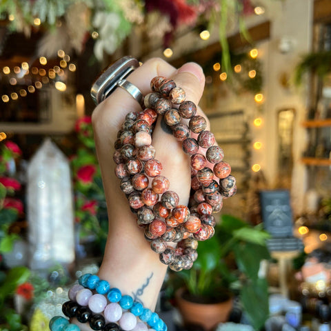 Ravenstone Crystals Leopard Skin Jasper Stretch Bracelet