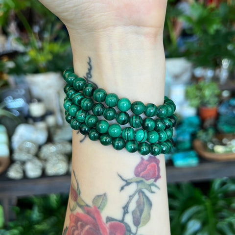 Ravenstone Crystals Malachite Stretch Bracelet