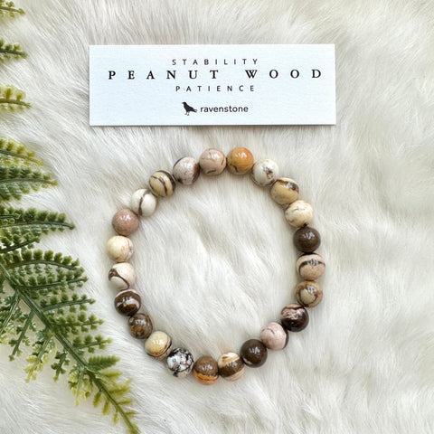 Ravenstone Crystals Peanut Wood Stretch Bracelet