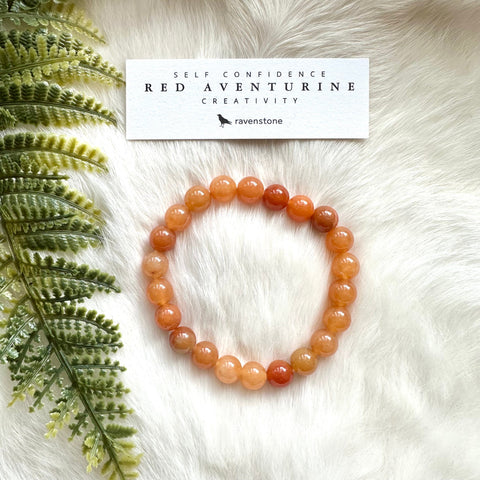 Ravenstone Crystals Red Aventurine Stretch Bracelet