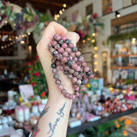 Ravenstone Crystals Rhodonite Stretch Bracelet