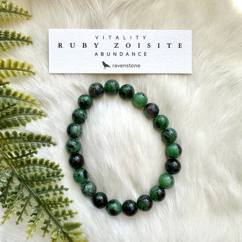 Ravenstone Crystals Ruby Zoisite Stretch Bracelet