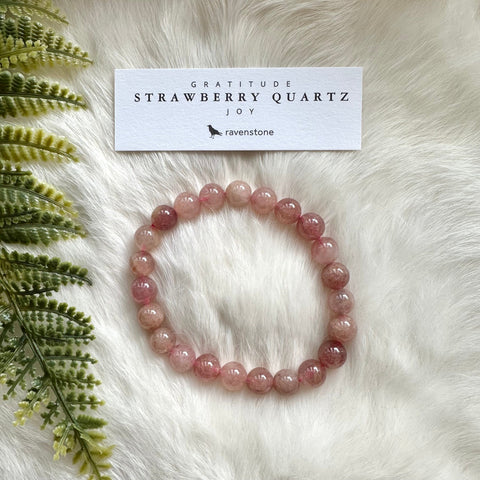 Ravenstone Crystals Strawberry Quartz Stretch Bracelet