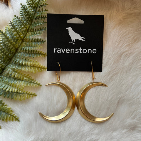 Ravenstone The Big Crescent Moon Earrings