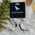 Ravenstone The Big Silver Crescent Moon Earrings