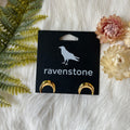 Ravenstone The Golden Crescent Moon Stud Earrings