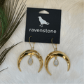 Ravenstone The Golden Moon and Moonstone Drop Earrings